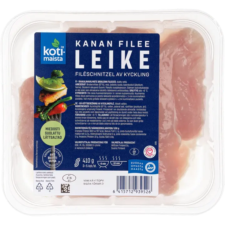 Kotimaista Kanan fileeleike,miedosti suolattu 410g