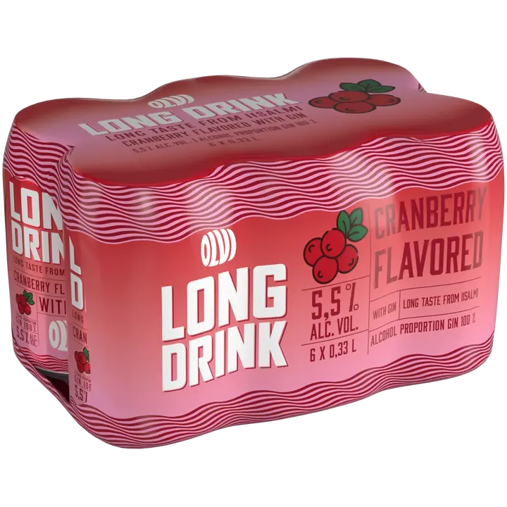 6xOLVI Long drink Cranberry with gin 5,5 % 0,33 l tlk