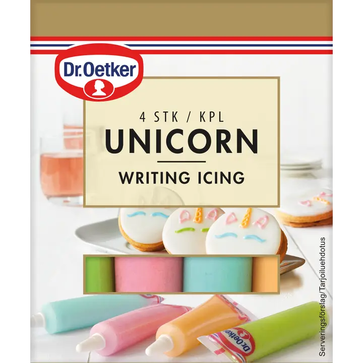 Dr. Oetker Unicorn writing icing 4 kpl 76g -koristelugeelit
