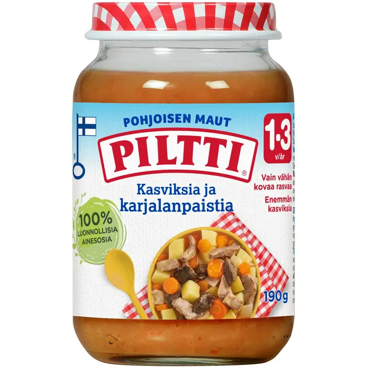 PILTTI Pohjoisen maut 190g Kasviksia ja karjalanpaistia lastenateria 1-3v