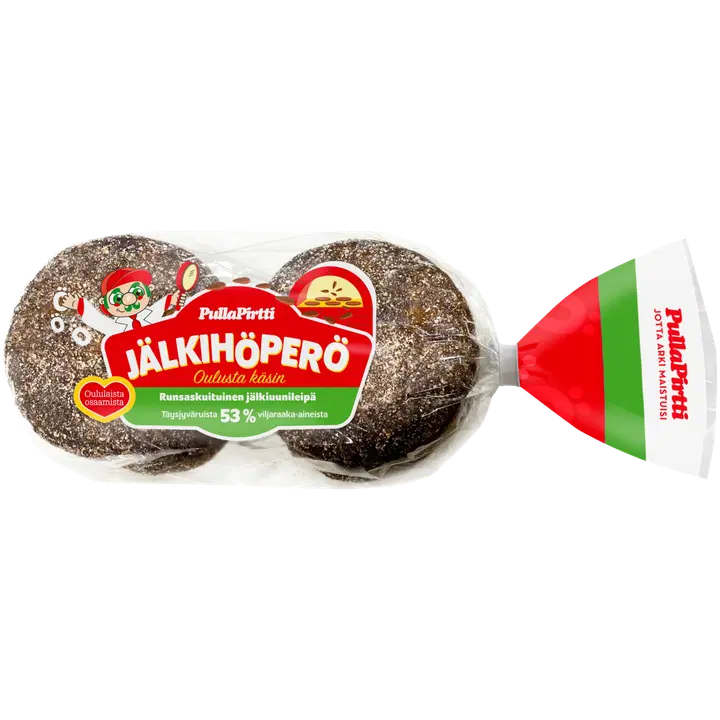 Pulla-Pirtti Jälkihöperö 8/240g halkaistu laktoositon runsaskuituinen täysjyväruisleipä siemenillä