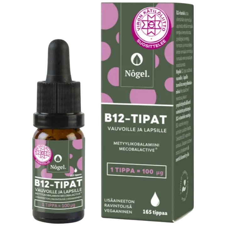 Nôgel B12-tipat vauvoille ja lapsille, metyylikobalamiini, 100 µg, 10 ml