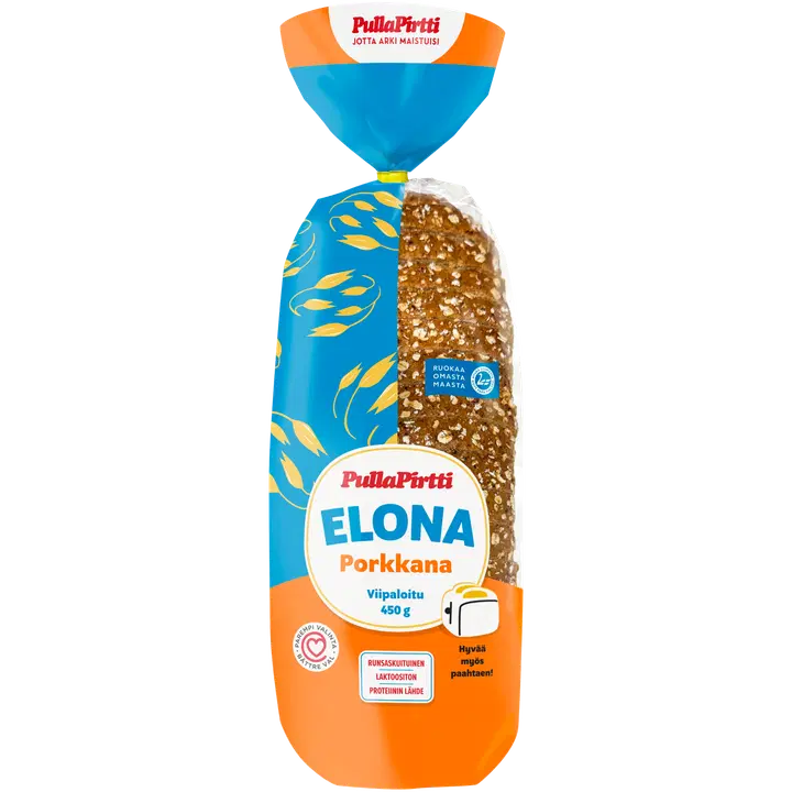 Pulla-Pirtti Elona Porkkana 450g runsaskuituinen laktoositon porkkanasekaleipä