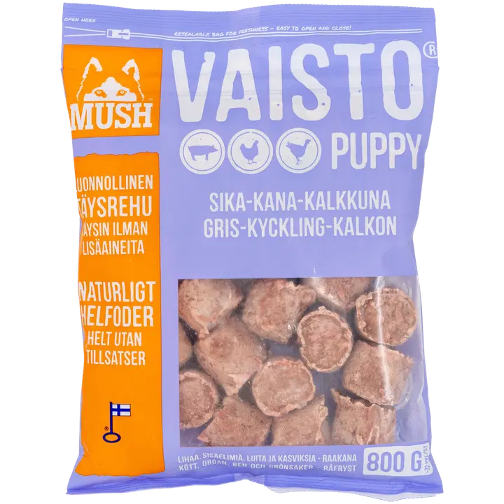 MUSH Vaisto Puppy sika-kalkkuna-kana 800 g