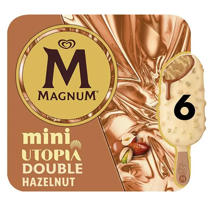 Magnum Utopia Mini Double Hazelnut Jäätelö Monipakkaus 330ml/276g 6 kpl