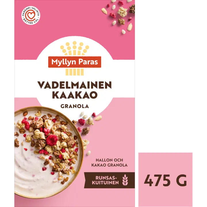 Myllyn Paras Vadelmainen Kaakao granola 475g