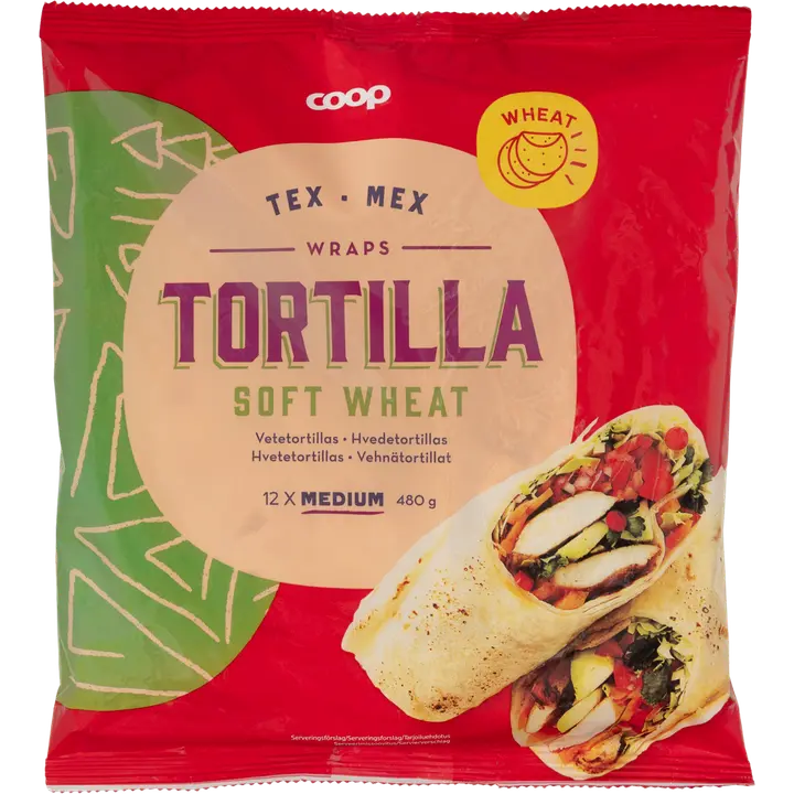 Coop vehnätortilla 480 g 12 kpl