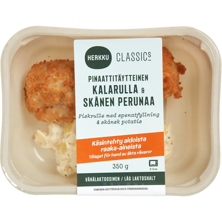 Herkku Classics Pinaattitäytteinen kalarulla & Skånen perunaa 350g