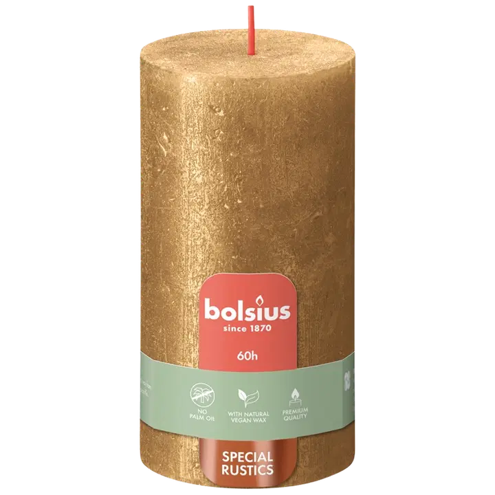 Bolsius rustiikki pöytäkynttilä 13x6,8 cm Shimmer Kulta