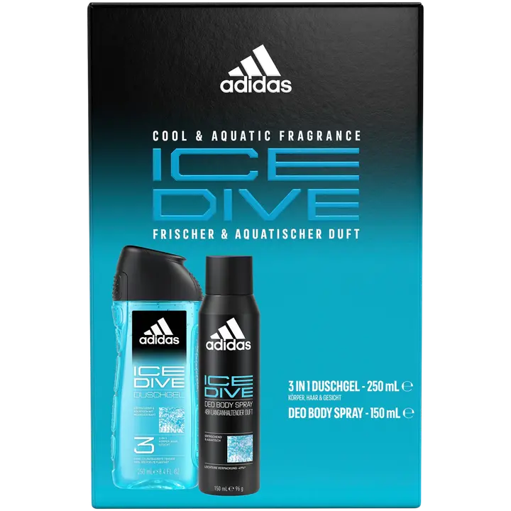 Adidas Ice Dive body spray 150 ml + suihkugeeli 250 ml tuoksupakkaus
