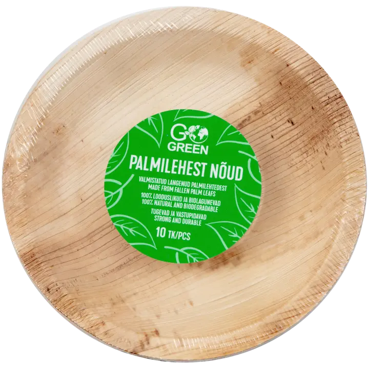 Palmilehest taldrikud Go Green 15cm 10tk