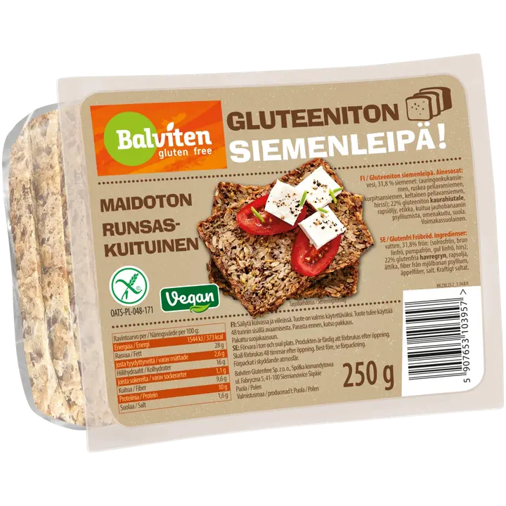 Balviten Gluteenivaba Seemneleib 250 G