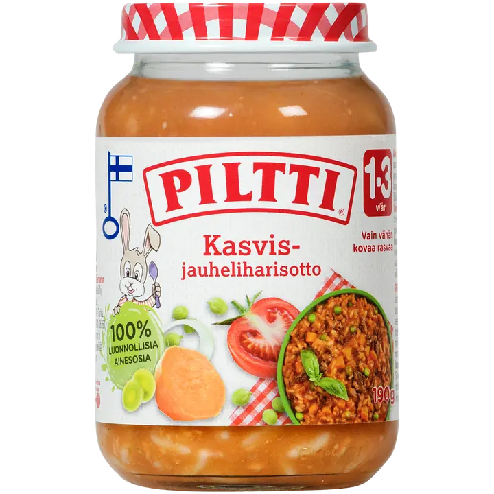 Piltti 190g Kasvis-jauheliharisotto lastenateria 1-3v