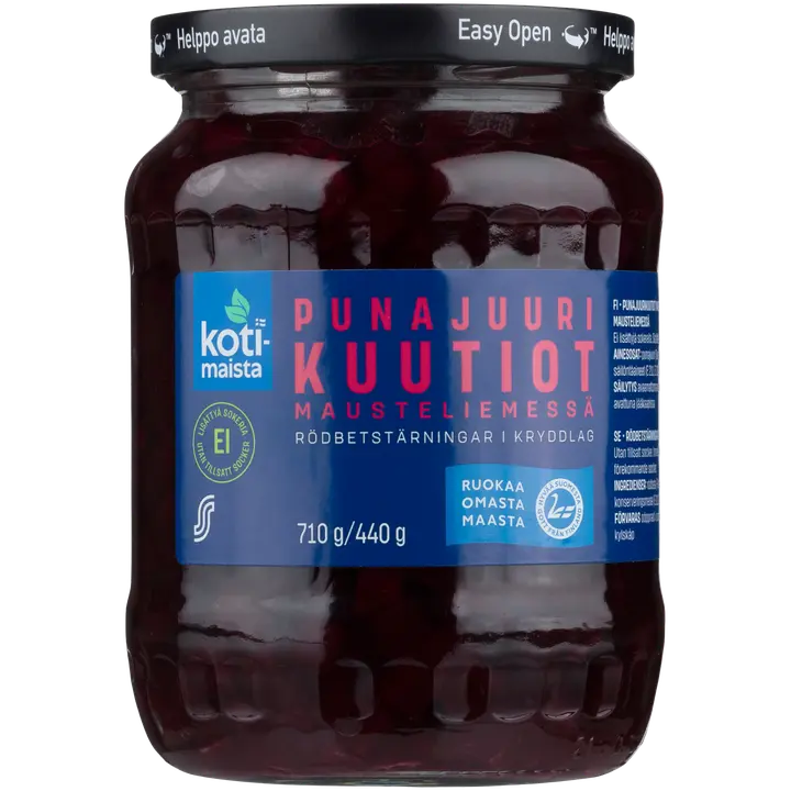 Kotimaista Punajuurikuutiot makeuttamattomassa mausteliemessä 710g/440g