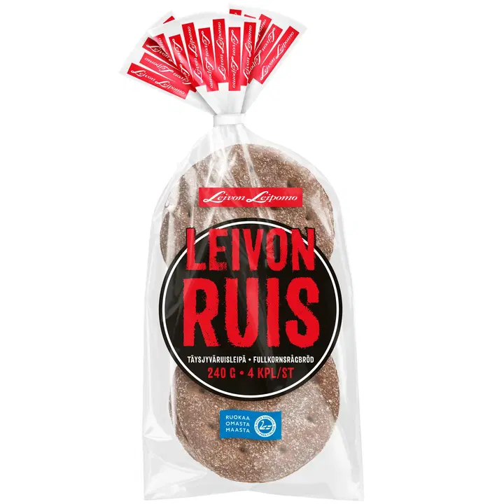Leivon Leipomo täysjyväruisleipä 4 kpl 240g