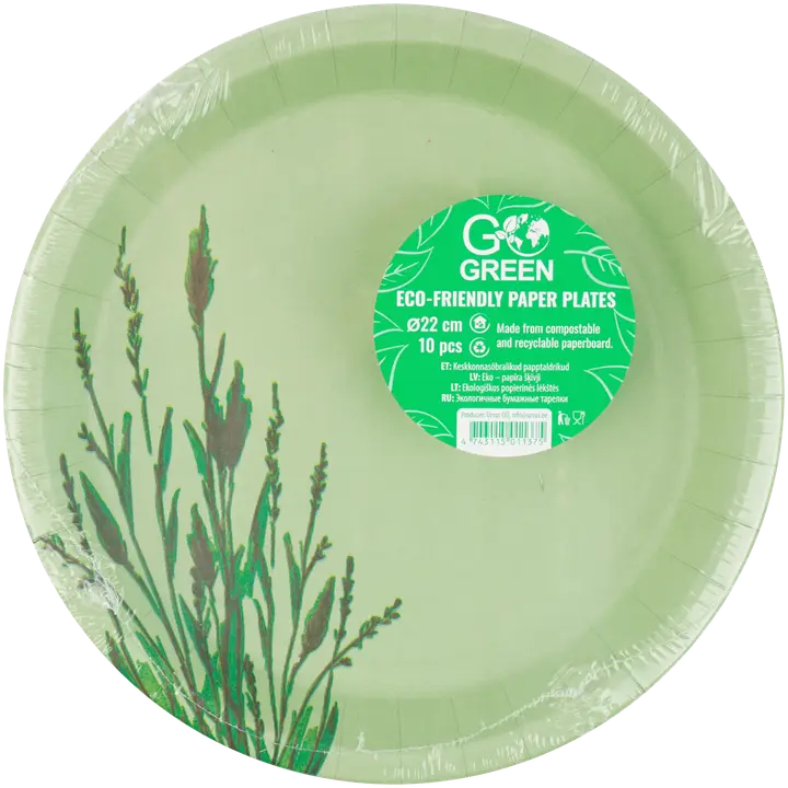 Go Green papptaldrikud Pilliroog 22cm 10tk