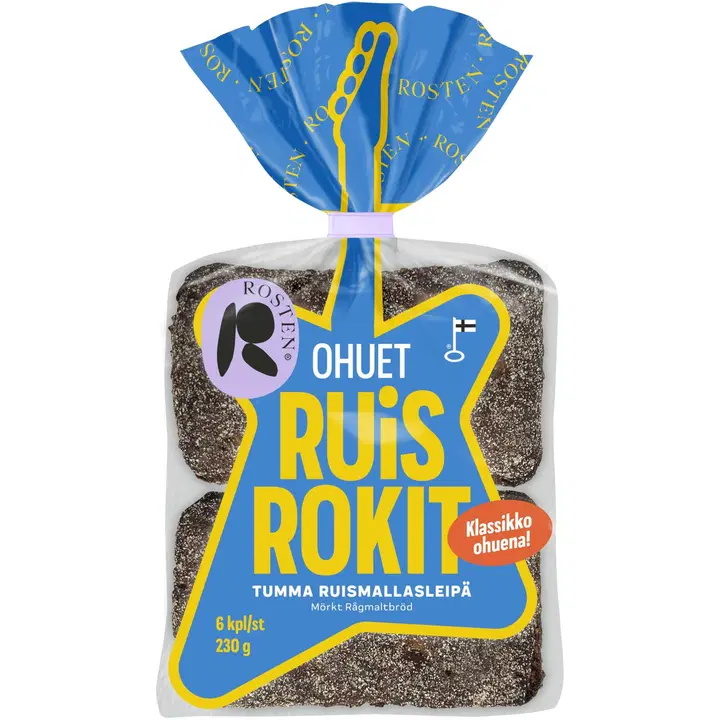 Rosten Ruisrokit Ohuet 230 g/6 kpl ruismallasleipä