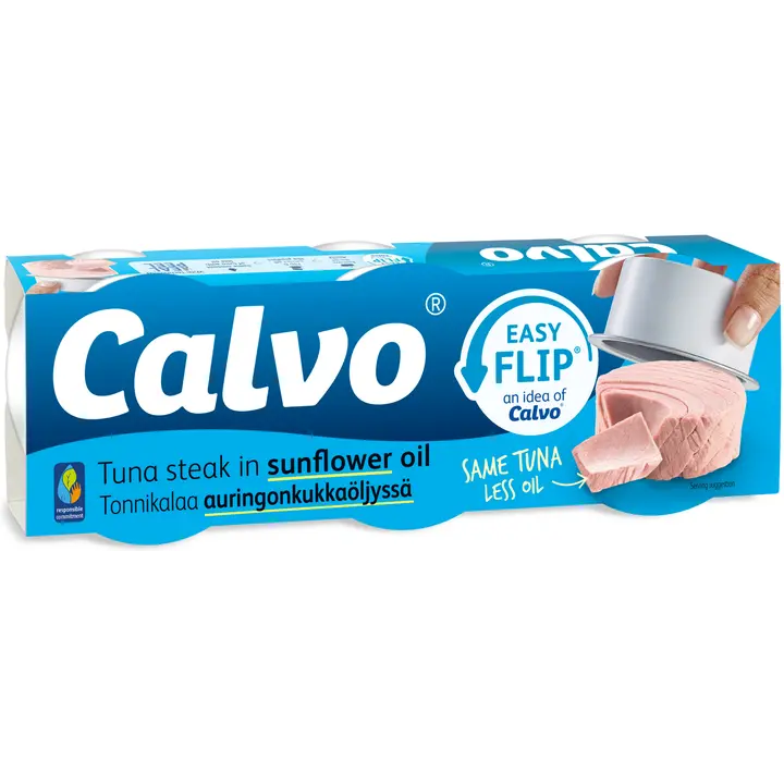 Calvo tonnikala auringonkukkaöljyssä 3x65/52g