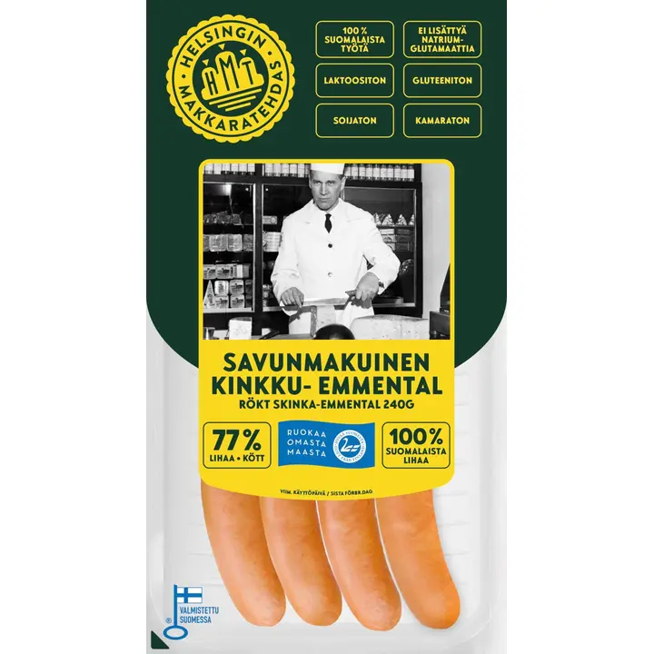 Helsingin Makkaratehdas savunmakuinen kinkku-emmental nakki 240 g