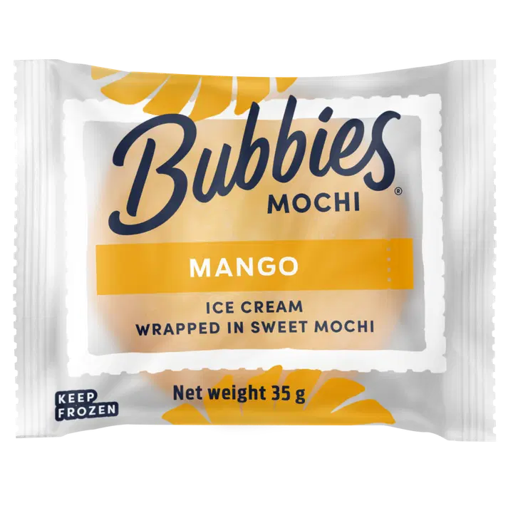 Bubbies Mangomochi. Mangojäätelöä makeassa riisitaikinassa 35g