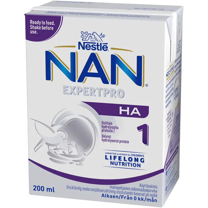 Nestlé Nan 200ml HA 1 maitopohjainen käyttövalmis äidinmaidonkorvike