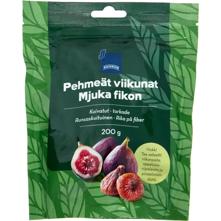 Rainbow 200g pehmeät kuivatut viikunat, runsaskuituinen