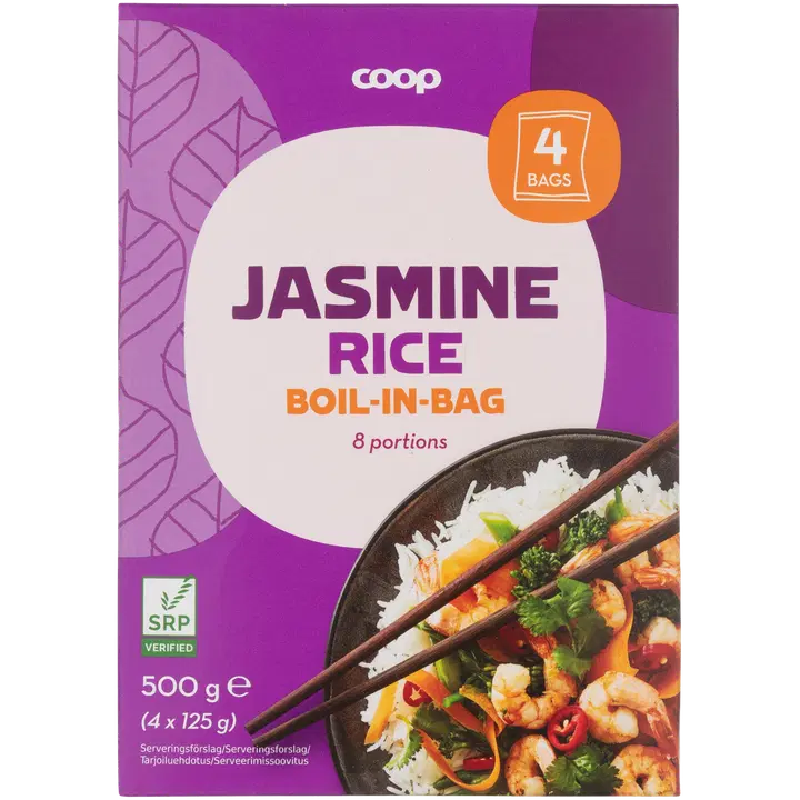 Coop jasmiiniriisi keitinpussissa 4x125 g