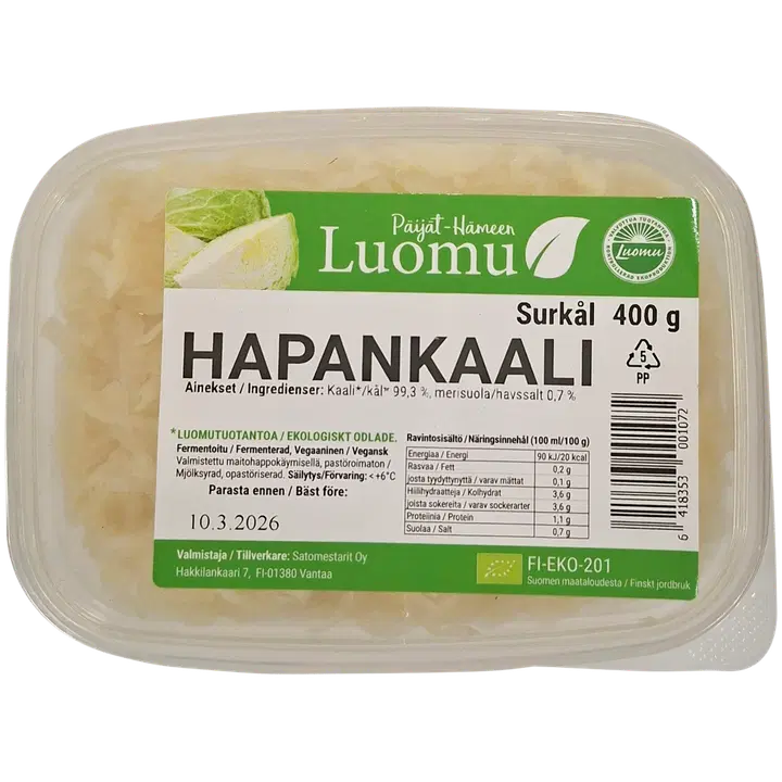 Go Hapan luomu valkosipuli-hapankaali 400 g