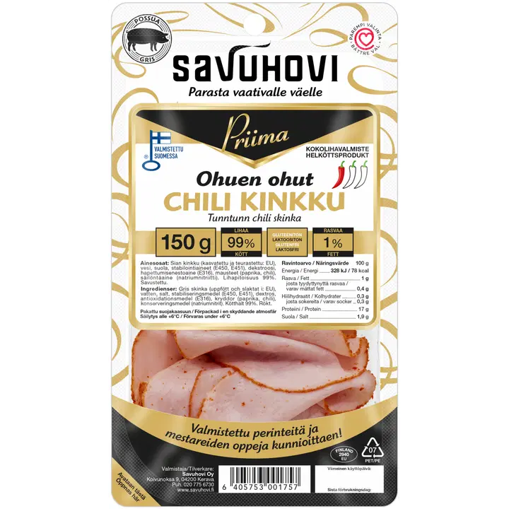Savuhovi Priima Ohuen ohut chili kinkku 150g