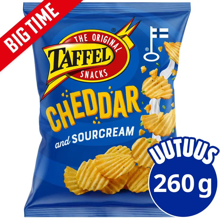 Taffel Cheddar & Sourcream kryddade chips 260g