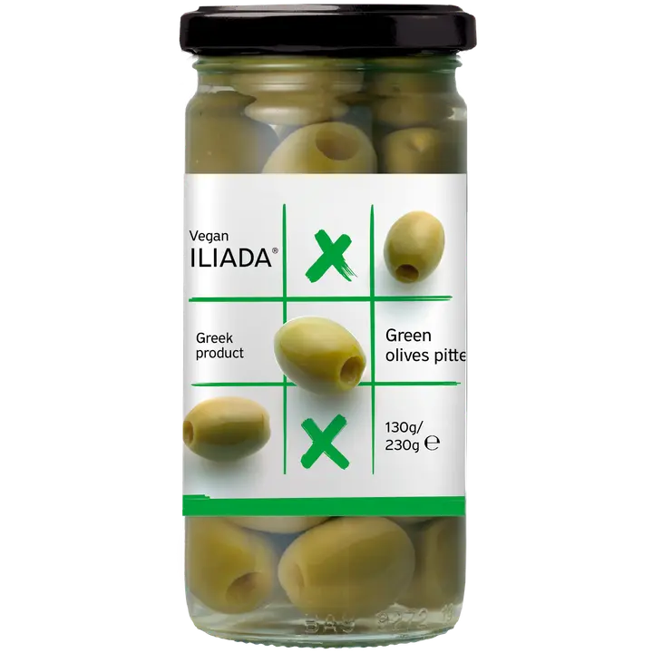 Iliada kivettömät vihreät oliivit tic tac toe 230g