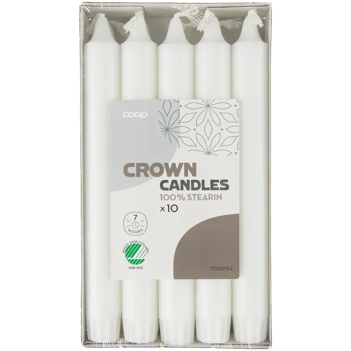 Coop kruunukynttilä valkoinen 20 cm 10 kpl