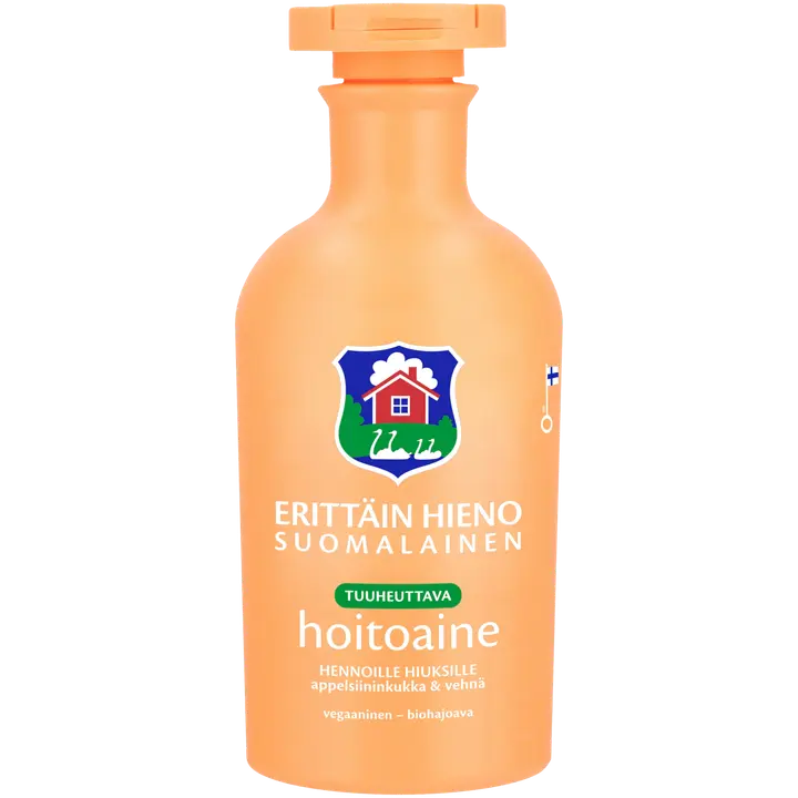 Erittäin Hieno Suomalainen tuuheuttava hoitoaine Appelsiininkukka & Vehnä 300ml