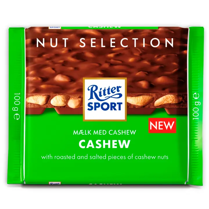 Ritter Sport piimašokolaad india pähklitega 100g