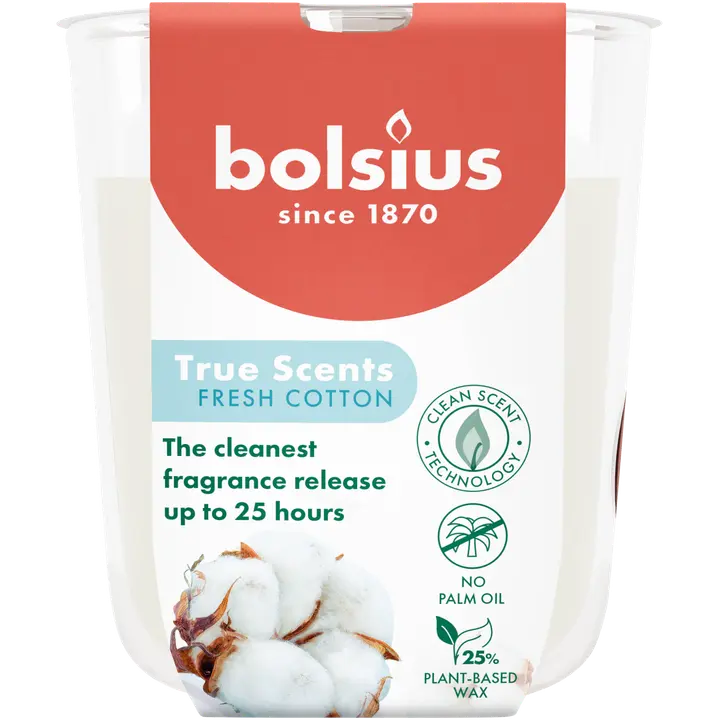 Bolsius lõhnaküünal värske puuvill 80/73