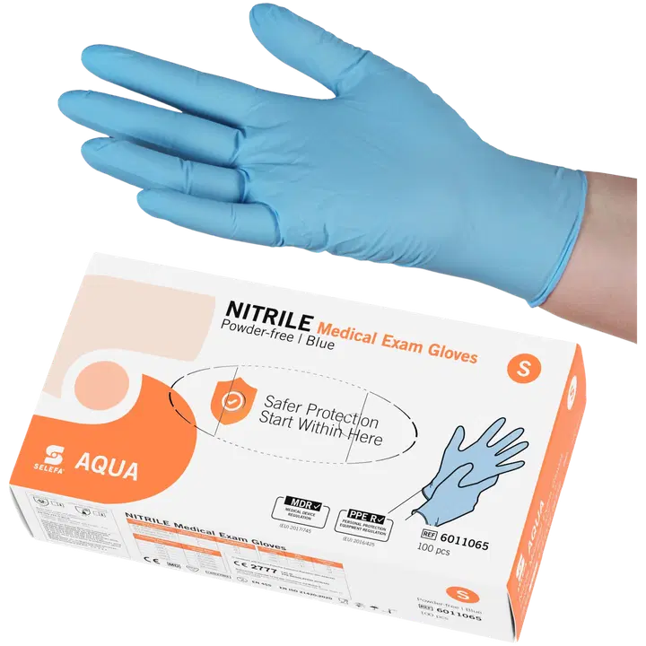 Tutkimuskäsine SELEFA®Aqua S sin pton 100kpl nitriili