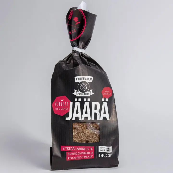 Viipurilainen Ruis siemen-Jäärä ohut 100% ruispalaleipä 6kpl/300g