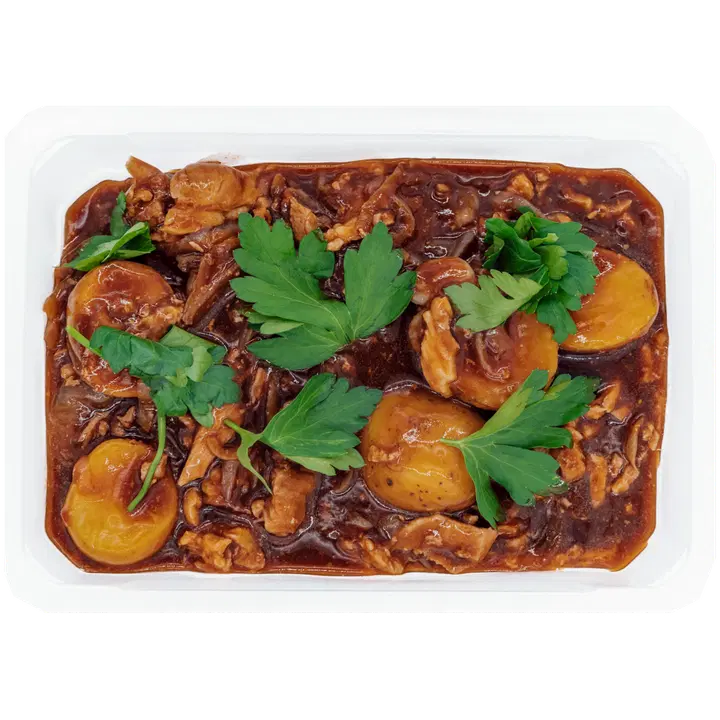 Nyhtöpossu ja karamellisipulikastike