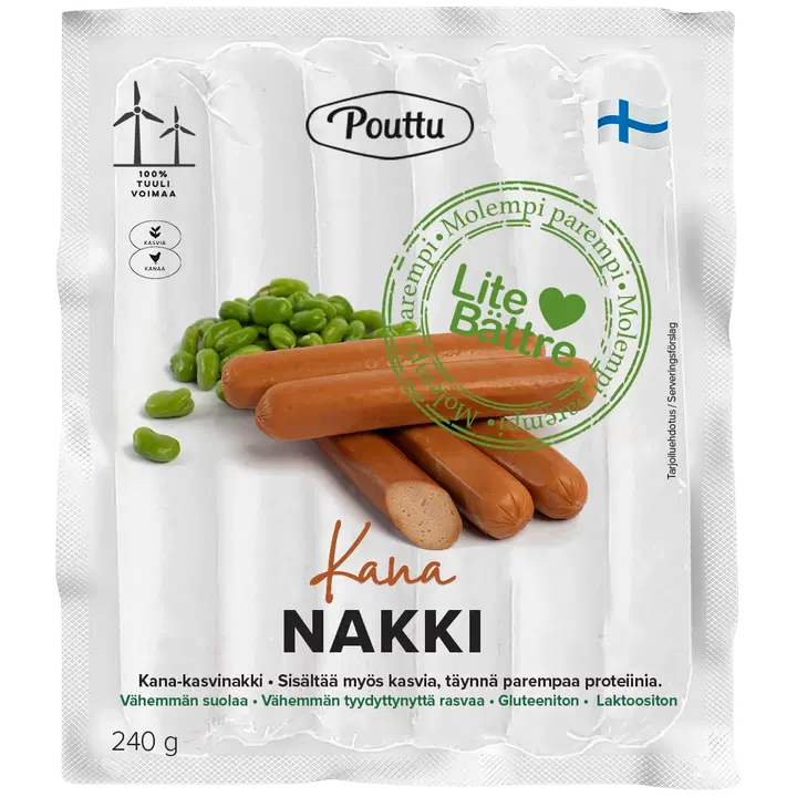 Pouttu Lite bättre Chicken & vegetable wiener 240g