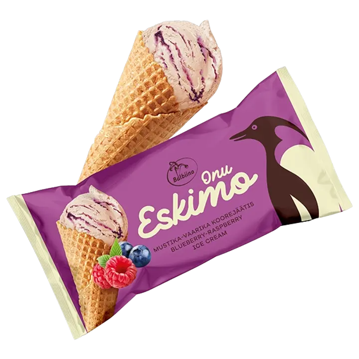 Mustika-vaarika koorejäätis vahvlikoonuses, 84g/165ml