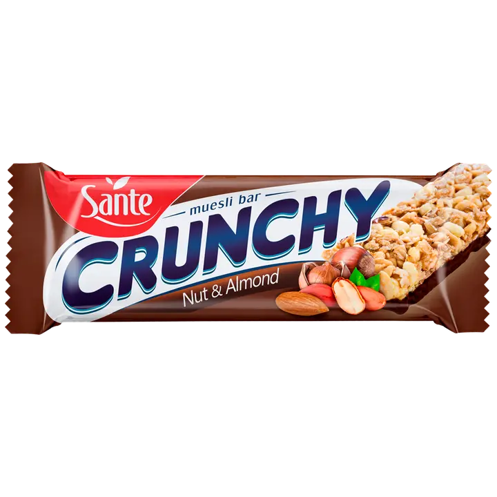 Sante Crunchy välipalapatukka pähkinä-manteli suklaakuorrutuksella 40g