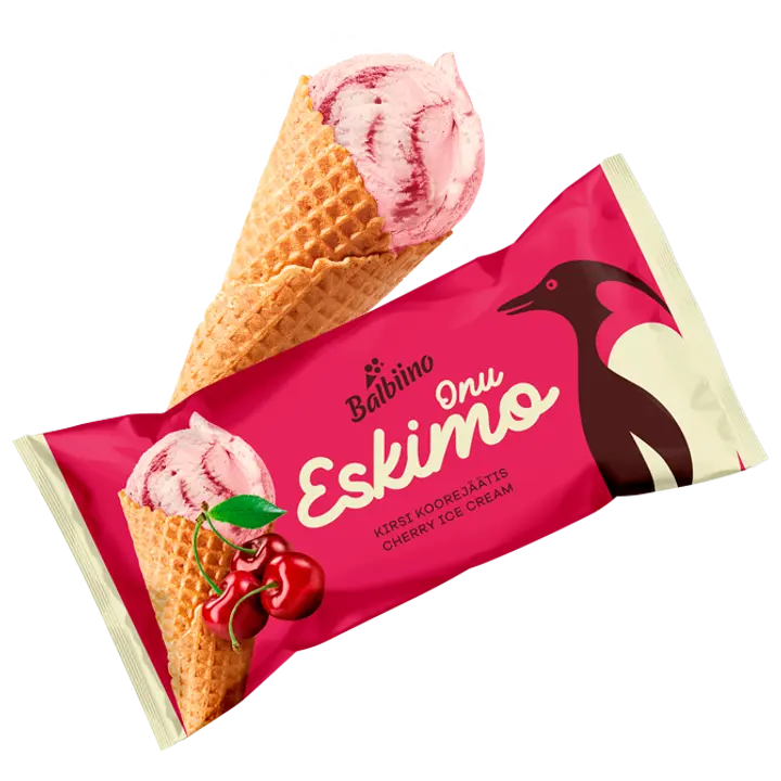 Onu Eskimo Kirsi-Koorejäätis vahvlikoonuses 165ml/87 g