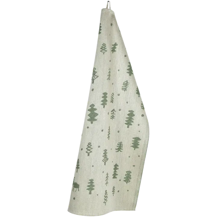 Lapuan kankurit keittiöpyyhe Poro pellavaa, vihreä/pellava