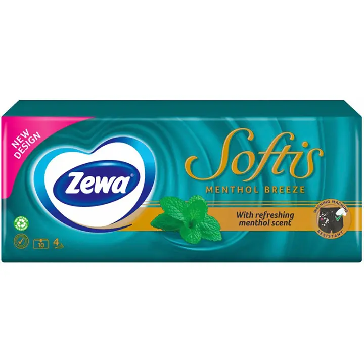 Zewa Softis Taskurätik mentooliga 4-kihiline 10x9tk