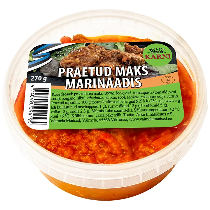 Karni Praetud maks marinaadis, karbis 270 g