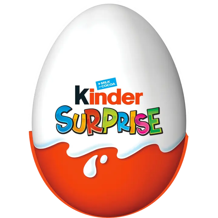 Kinder Surprise maitosuklaahahmo maitoisalla sisäpinnalla. sisältää lelun 20g