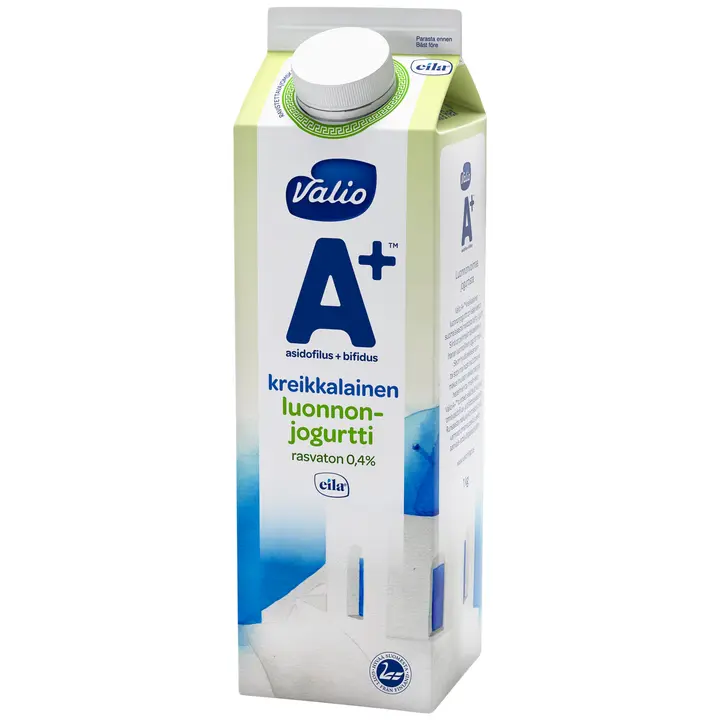 Valio A+™ kreikkalainen luonnonjogurtti 1 kg rasvaton laktoositon