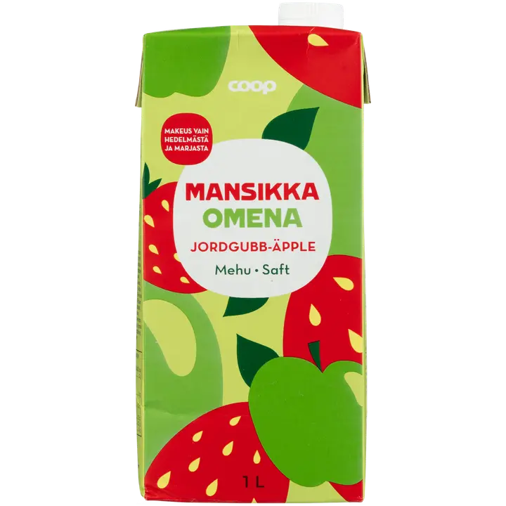Coop mansikka-omenamehu 1l