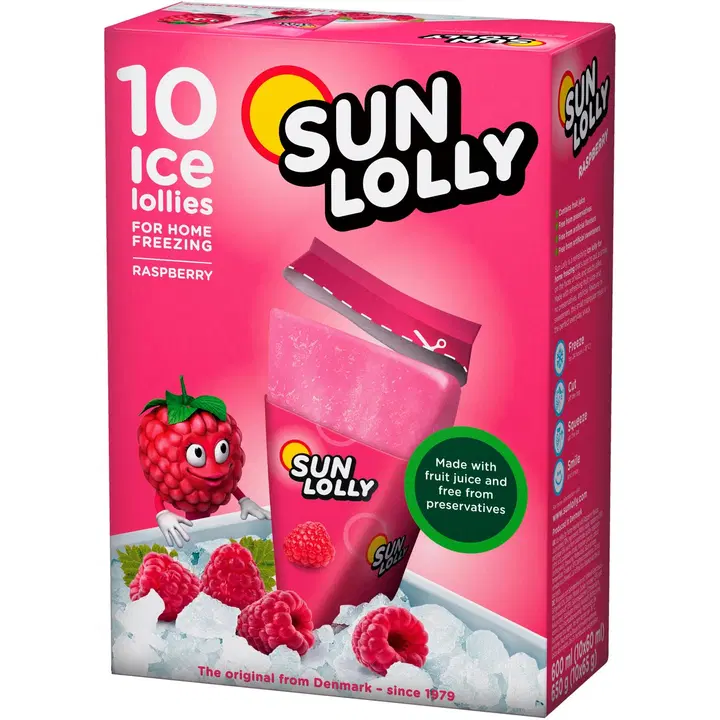 Sun Lolly 10x60ml/65g pakasta itse mehujää vadelma