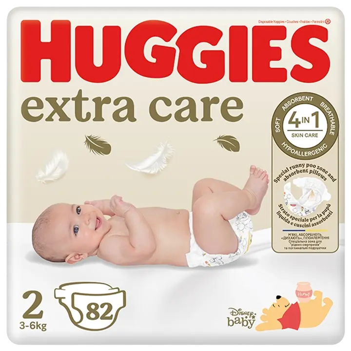 Huggies mähkmed Extra Care 2 3-6kg 82tk